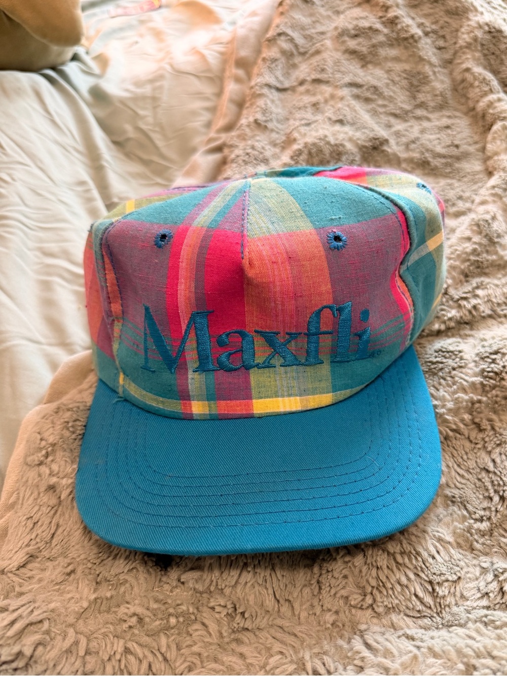 Maxfli Men’s Multicolor Plaid Snapback Hat - Blue Brim